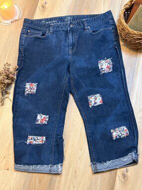 Upcycled Cottagecore Floral Patch Jeans Reworked with Visible Mending